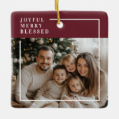 Joyful Merry Blessed Personalized Christmas Photo Keramikornament (Vorderseite)