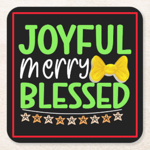 Joyful Merry gesegnet-81053 Rechteckiger Pappuntersetzer