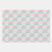 Joyful Merry Gesegnetes modernes Trio Geschenkpapier Set (Vorderseite)