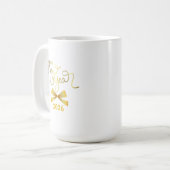 Joyful Minimalist Holiday Gold Text Mug Kaffeetasse (Vorderseite Links)