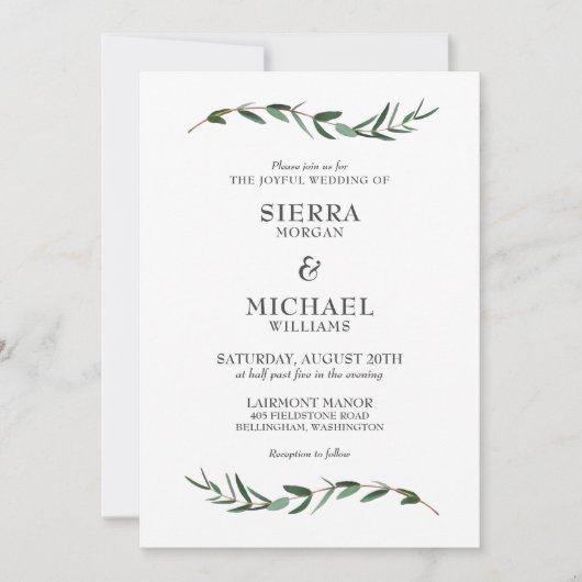 Joyful Modern Botanical Wedding Einladung (Vorderseite)