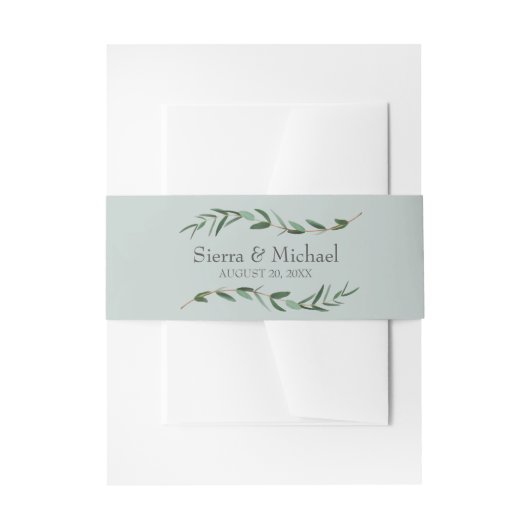 Joyful Modern Green Botanical Wedding Einladungsbanderole (Vorderseite Beispiel)