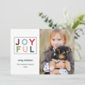 Joyful Modern Rainbow Letting Foto Feiertagskarte (Stehend Vorderseite)