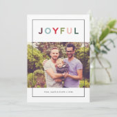 Joyful Modern Rainbow Letting Foto Feiertagskarte (Stehend Vorderseite)