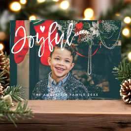 Joyful Modern Script Typografy Christmas Foto Feiertagskarte