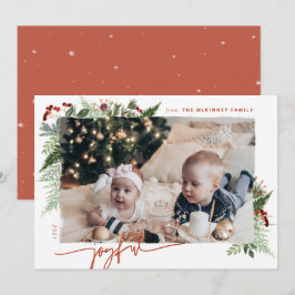 JOYFUL Modernes Script Boho Greenery Terracotta Ru Feiertagskarte