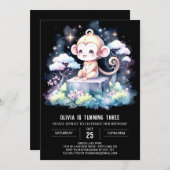 Joyful Monkey Birthday Einladung (Vorne/Hinten)