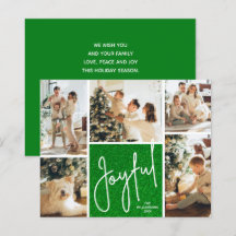 JOYFUL Multi Foto Budget Green Holiday Cards