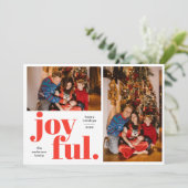 Joyful Multi Foto Red Feiertagskarte (Stehend Vorderseite)