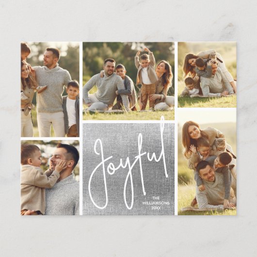 JOYFUL Multi Foto Silver Budget Holiday Cards (Vorderseite)