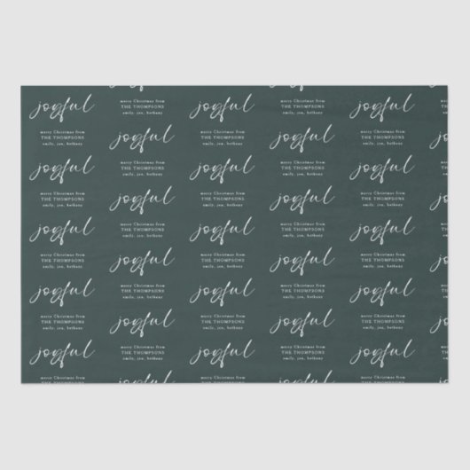 Joyful Muster Merry Weihnachtsname Dark Green Seidenpapier (Vorderseite)