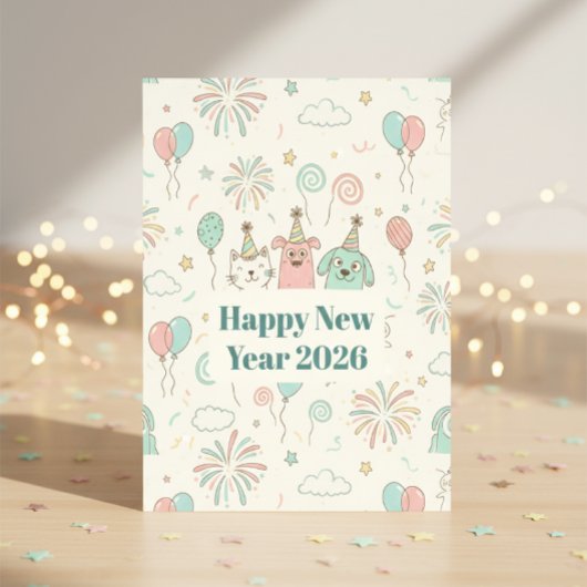 Joyful New Year’s Eve Party 2026 Greeting Postkarte