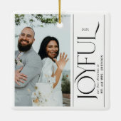 Joyful Newlywed Photo First Christmas Married Keramikornament (Rückseite)