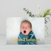 Joyful News Foto Collage Foil Birth Ankündigung (Stehend vorne)