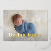 Joyful News Foto Collage Foil Birth Ankündigung (Vorderseite)