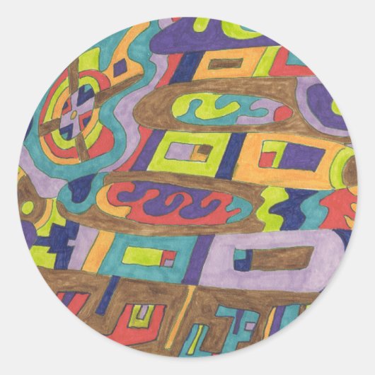 "Joyful Noise" Abstrakt Runder Aufkleber (Vorderseite)