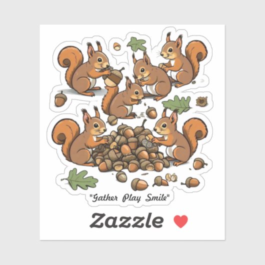 "Joyful Nut Ansammlung Eichhörnchen" Aufkleber (Blatt)