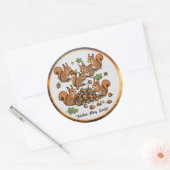 "Joyful Nut Ansammlung Eichhörnchen" Runder Aufkleber (Umschlag)