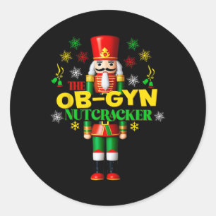 Joyful Nutcracker Ob-gyn Fun Festive Christmas Gyn Runder Aufkleber