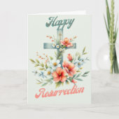 Joyful Oaster Cross mit Spring Florals Karte (Vorderseite)