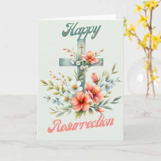 Joyful Oaster Cross mit Spring Florals Karte (Gelbe Blume)