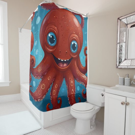 Joyful Octopus: Whimsical Dusche Deluxe Badezimmer Duschvorhang (Beispiel)