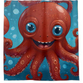 Joyful Octopus: Whimsical Dusche Deluxe Badezimmer Duschvorhang (Vorderseite)