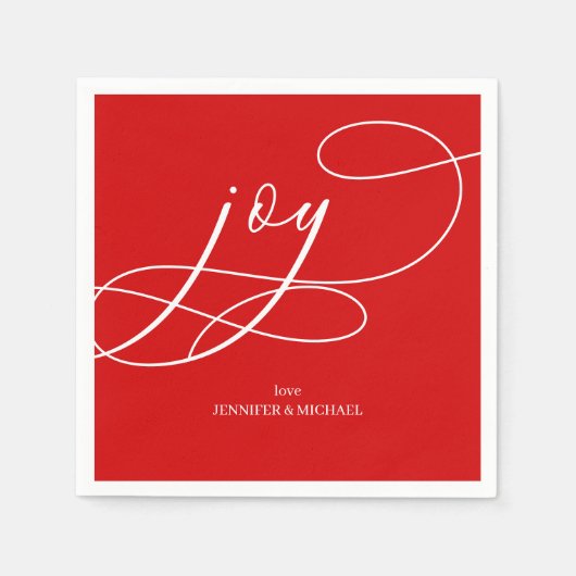 JOYFUL on Red Christmas Serviette (Vorderseite)