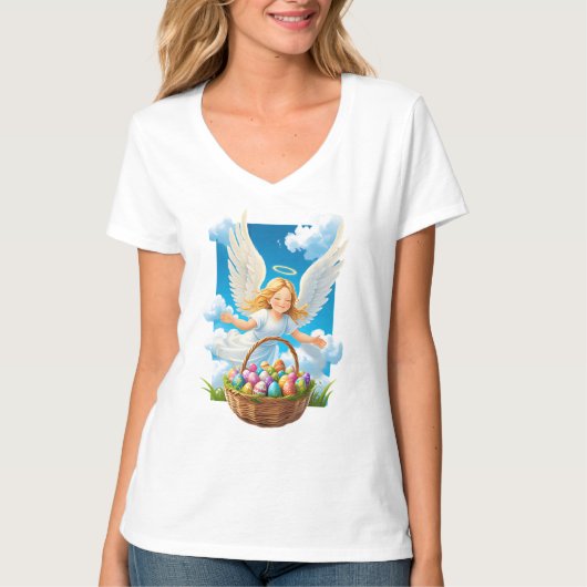 Joyful Ostergel mit Korb T-Shirt (Vorderseite)