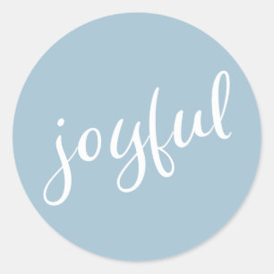 Joyful Pastell Blue Script Weihnachtsfeiertag Runder Aufkleber