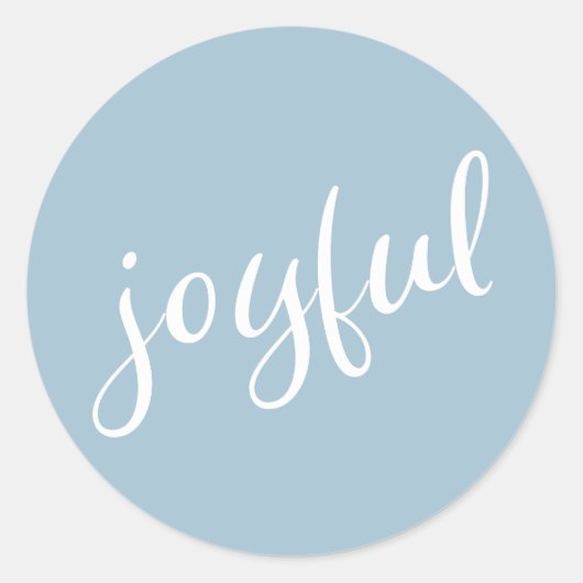 Joyful Pastell Blue Script Weihnachtsfeiertag Runder Aufkleber (Vorderseite)