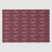 Joyful Pattern Merry Weihnachtsname Burgundy Seidenpapier (Vorderseite)