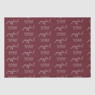 Joyful Pattern Merry Weihnachtsname Burgundy Seidenpapier