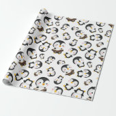 Joyful Pinguine auf Weiß Geschenkpapier (Ungerollt)