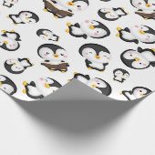 Joyful Pinguine auf Weiß Geschenkpapier (Ecke)