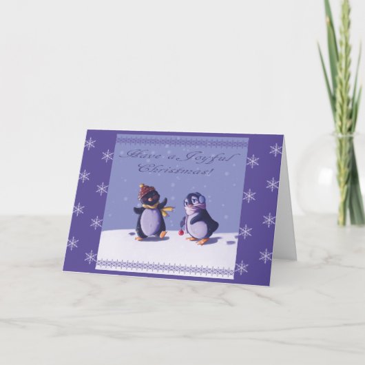 Joyful Pinguine Weihnachtskarte Feiertagskarte (Vorderseite)