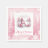 Joyful Pink Snowman Kids Christmas Scene Winter Serviette (Vorderseite)