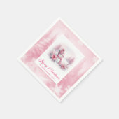 Joyful Pink Snowman Kids Christmas Scene Winter Serviette (Ecke)