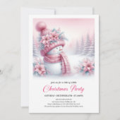 Joyful Pink Snowman Kids Download Christmas Invite Einladung (Vorderseite)