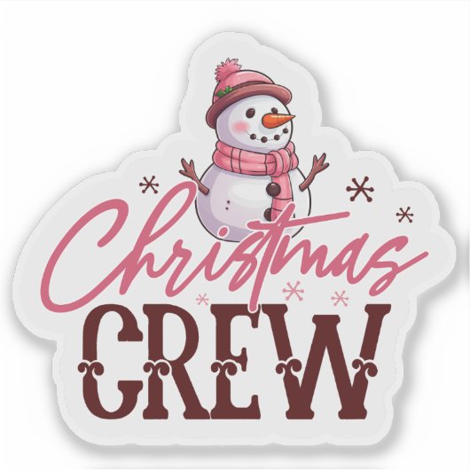 Joyful Pink Snowman Sticker (Vorderseite)