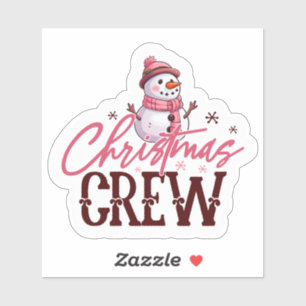 Joyful Pink Snowman Sticker