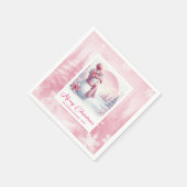 Joyful Pink Snowman Winter Forest Christmas Napkin Serviette (Ecke)
