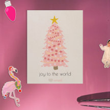 Joyful Pink Tree Individuelle Name Weihnachtsmagne