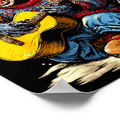 Joyful Raccoon Playing Guitar Animal Guitarist Chr Poster (Ecke)