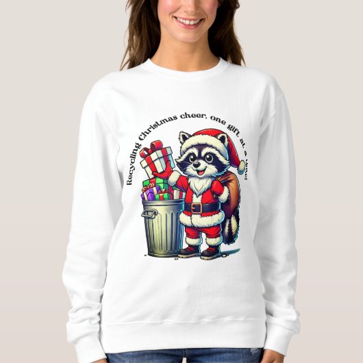 Joyful raccoon teilt Weihnachtsgeschenke Sweatshirt (Vorderseite)