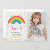 Joyful Rainbow Birthday Einladung mit Foto (Vorne/Hinten)