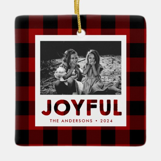 Joyful Red Buffalo Karierte Keramik Keramikornament (Vorderseite)