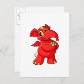 Joyful red Elephante Postkarte (Vorne/Hinten)