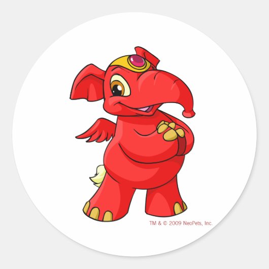 Joyful red Elephante Runder Aufkleber (Vorderseite)