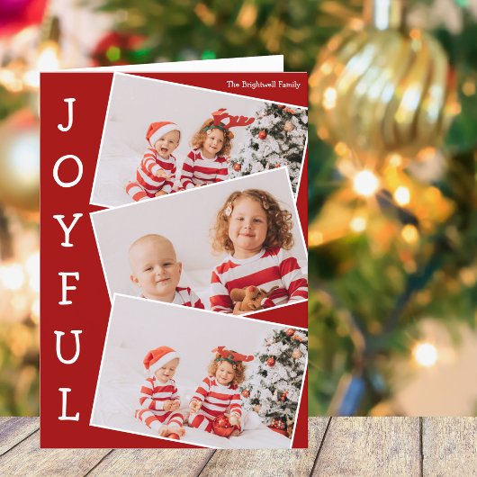 Joyful Red Family Foto Collage Classic Weihnachten